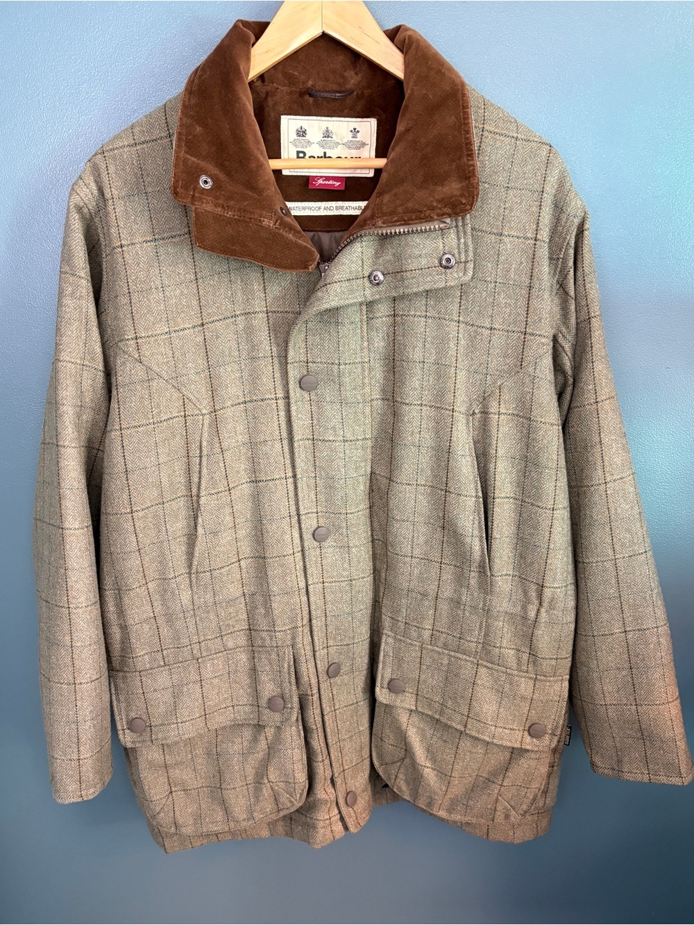 Barbour Men's Sporting Lightweight Washable Tweed Jacket Green/Brown Size M